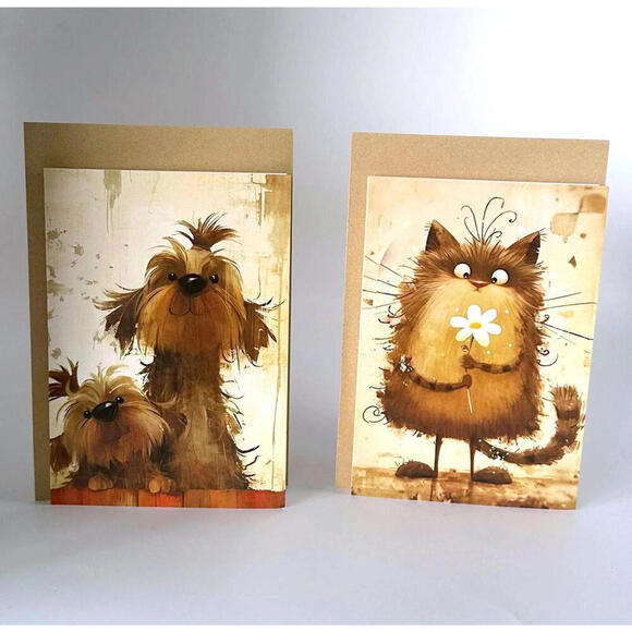 Other - 2 Blank Whimsical Animal Greeting Card Set Birdies